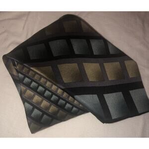 Jimmy V 100% Silk Neck Tie‎ Blue/Green Patterned/purple/black